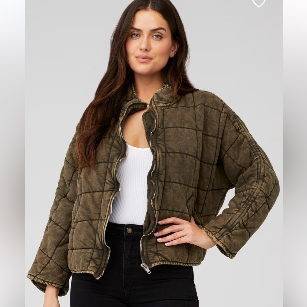 Free People Dolman Sleeve Quilted Jacket in Dusted Military
